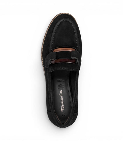 Tamaris Women's Black Suede Leather Loafer Casual Shoes - 24722-43