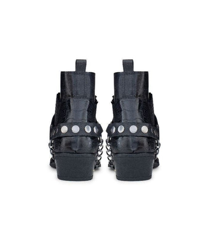 Men's Black Leather Winklepicker Western Gothic Boots