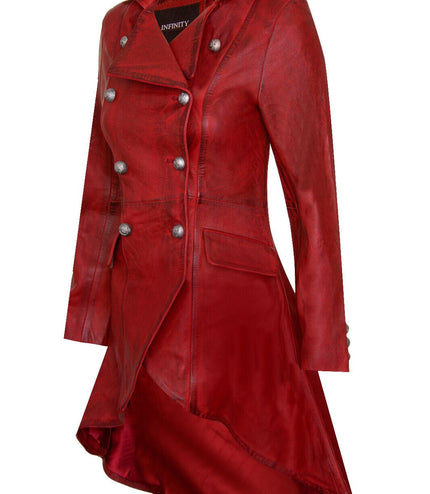Womens Gothic Victorian Coat-Accra - Red