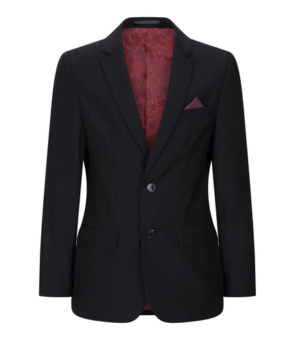 Boys 3 Piece Plain Black Classic Retro Suit