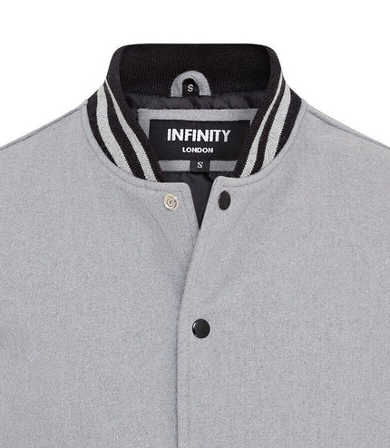 Letterman Baseball Wool Leather Varsity Bomber Jacket - Genoa - Grey/Black