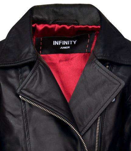 Kids Designer 100% Leather Zip Up Biker Jacket
