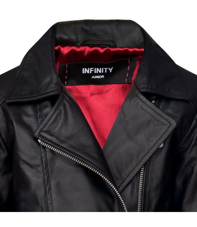 Kids Designer 100% Leather Zip Up Biker Jacket