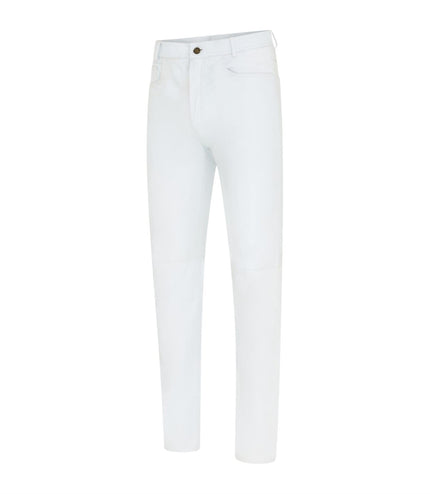 Mens White Lamb Leather 501 Biker Jeans - Istanbul