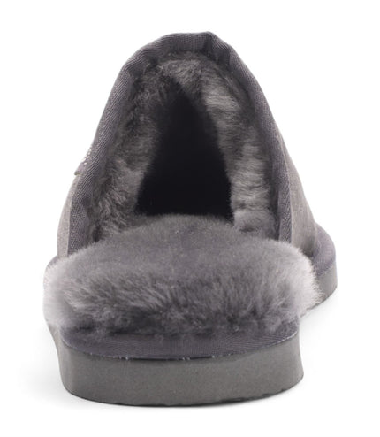 Men's Genuine Sheepskin Grey Suede Mule Winter Warm Non-Slip - Highland