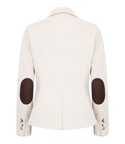 Women's Cream 2 Piece Set Wool Blend Tweed Blazer Waistcoat