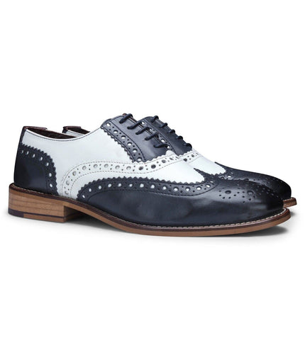 Mens Classic Oxford Navy/White Leather Gatsby Brogue Shoes