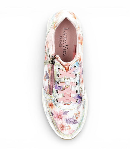 Laura Vita Women's Gycmo 58 Rose Pink Floral Leather Trainers Sneaker Shoes
