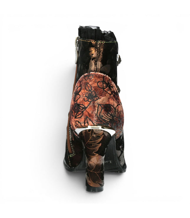 Laura Vita Floral Womens Victorian Bronze Leather Heel Ankle Boots - Alcbaneo-130
