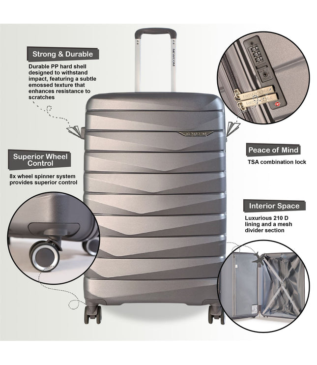 Forster Set of 3 Hard Shell TSA Suitcase in Smoke Grey