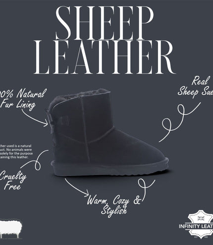 Women's Black Genuine Sheepskin Real Fur Winter Ankle Boots - Eclipse
