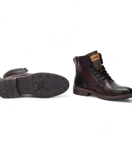 Pikolinos Men's Olmo Brown Leather Zip & Lace Up Ankle Boots - York