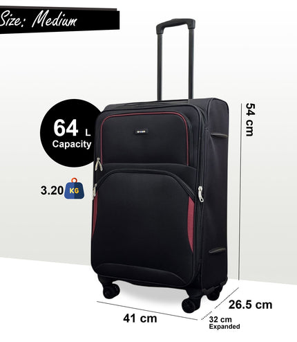 Gosford Medium Soft Shell Suitcase in Black