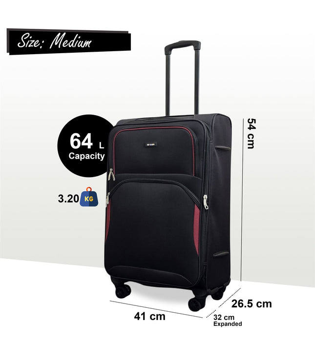 Gosford Medium Soft Shell Suitcase in Black