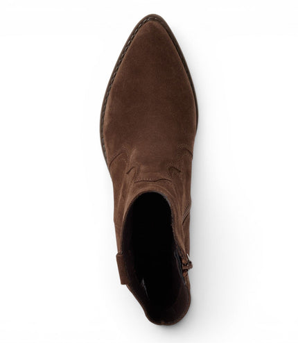 Tamaris Women’s Brown Suede Leather Cowboy Western Ankle Boots - 25702-41