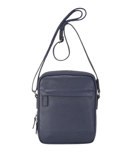 Genuine Leather Navy Vintage Messenger Crossbody Travel Bag - Hawthrone