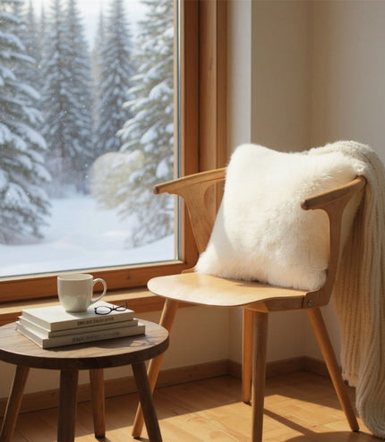 Genuine Sheepskin Ivory  40x40cm Real Wool Single Sided Cushion