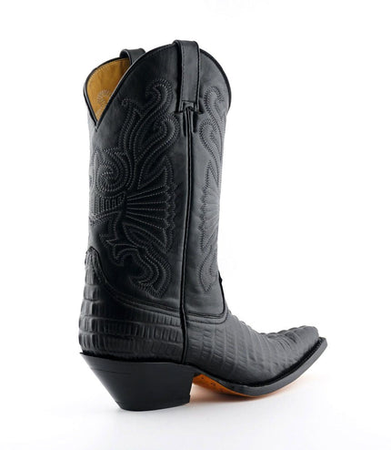 Grinders Black Leather Western Cowboy Boots -Carolina
