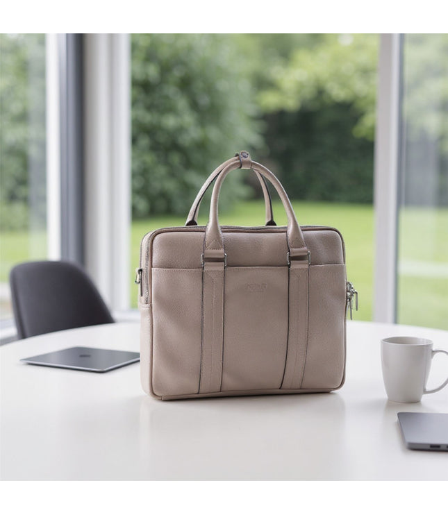 Genuine Leather Grey Laptop Business Briefcase Office Work Travel Bag - Sutton