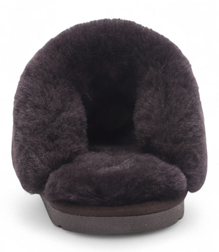 Women's Genuine Sheepskin Brown Suede Mule Winter Slippers - Luna