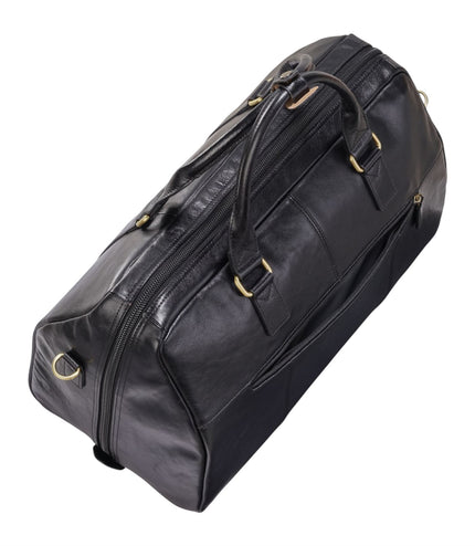 Vintage Genuine Leather Black Holdall Duffle Gym Travel Bag - Atlas