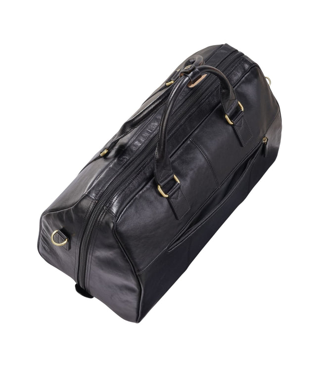 Vintage Genuine Leather Black Holdall Duffle Gym Travel Bag - Atlas