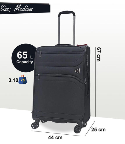 Corby Medium Soft Shell Suitcase in Black