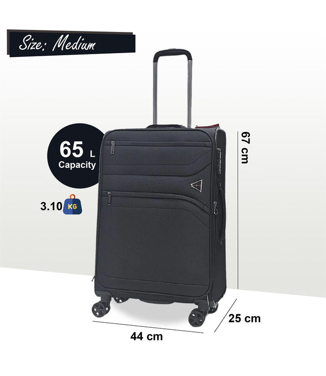 Corby Medium Soft Shell Suitcase in Black