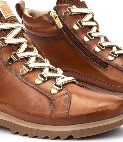 Pikolinos Women's Brandy Brown Leather Ankle Trainers Boots - Vigo