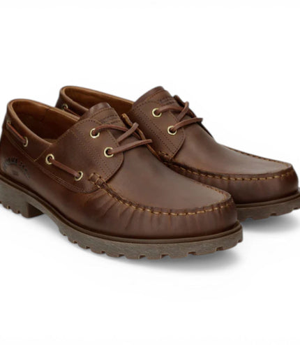Panama Jack Boat C5 Men's Waterproof Bark Brown Leather Lace-Up Low-Cut Ankle Boots -