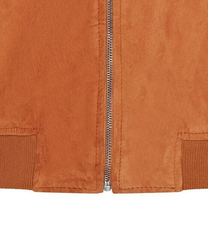 Mens Soft Goat Suede MA-1 Varsity Bomber Jacket  - Dalian - Tan