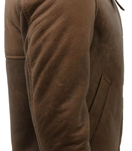 Mens B3 WW2 Sheepskin Leather Flying Aviator Jacket-Houston - Ginger Brown