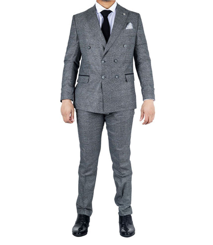 Men's Classic Grey Double Breasted 2-Piece Suit