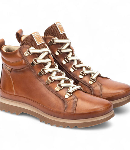 Pikolinos Women's Brandy Brown Leather Ankle Trainers Boots - Vigo