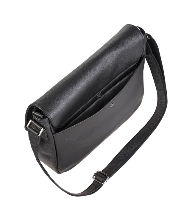 Genuine Leather Black Laptop Bag Travel Work Messenger Satchel - Camden