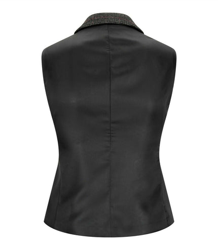 Womens Tweed 1920s Herringbone Charcoal Waistcoat