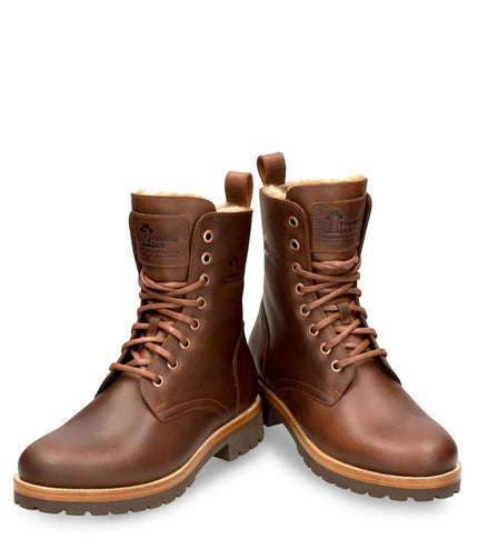 Panama Jack Women's Frisia B10 Bark Waterproof Leather Combat Boots