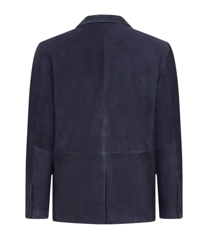 Mens Italian Navy Suede Leather Blazer Jacket - Aarau