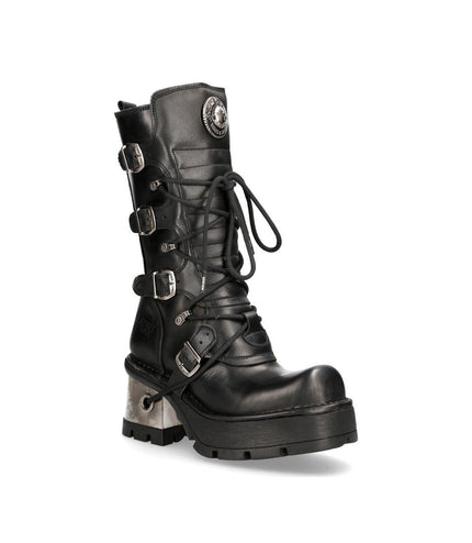 New Rock Women'S Leather Gothic Mid-Calf Boots - 373-S33
