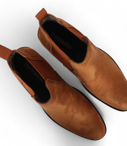 Men's Tan Suede Chelsea Boots Real Leather Lined Slip-On