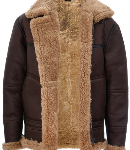 Mens B3 Shearling Sheepskin Aviator Jacket-Gloucester - Brown