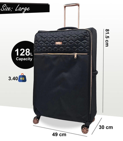 Bexley Large Soft Shell Suitcase in Black