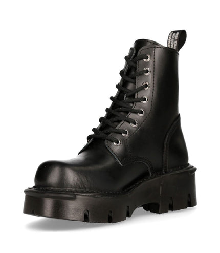 New Rock Unisex Black Gothic Military Biker Boots- Mili084N-S3