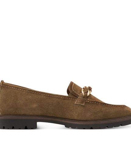 Tamaris Womens Camel Brown Suede Leather Loafers Shoes
