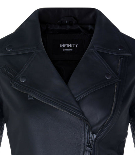 Womens Leather Matt Vintage Brando Biker Jacket-Taipei