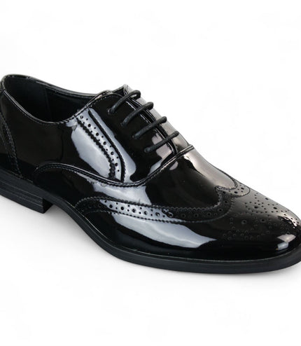 Men's Patent Lace-Up Black Brogues Smart Dress Shoes