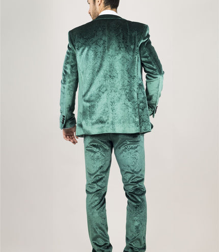 Men's Green 3 Piece Velvet Wedding Tuxedo Formal Suit