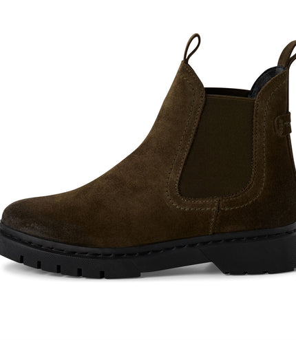 Tamaris Womens Olive Green Suede Leather Classic Chelsea Ankle Boots