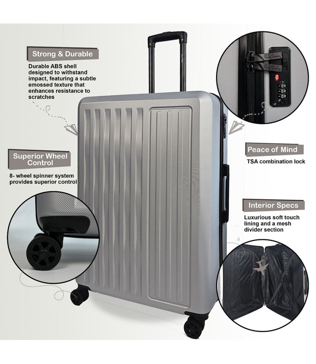 Croydon Large Hard Shell Suitcase in Silver