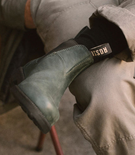 Rossi 607 Booma Moss Olive Green Leather Chelsea Boot